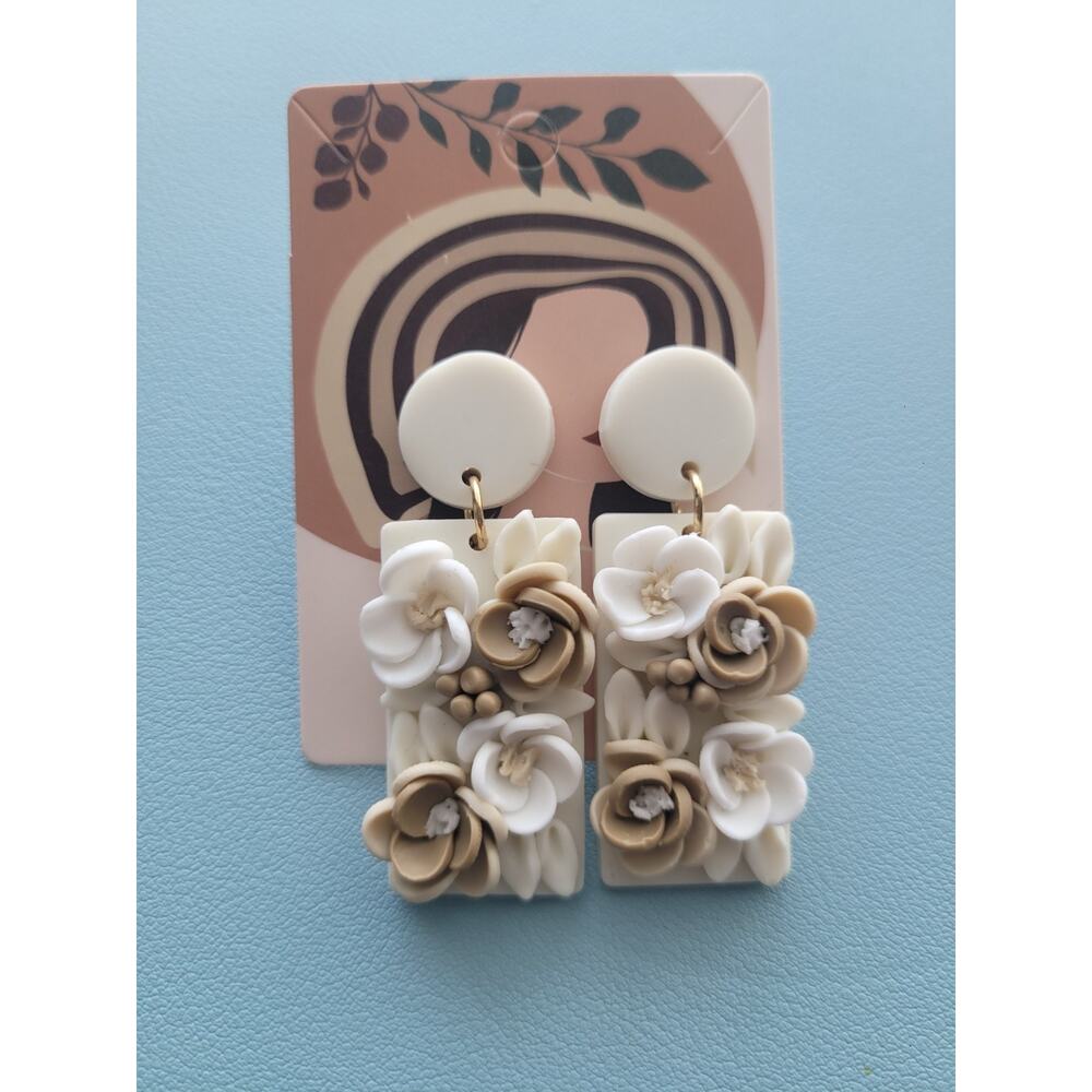Handmade Mexican Terra Cotta Barro‎ Inspired Dangle Post Earrings Light Weight - Picture 4 of 4
